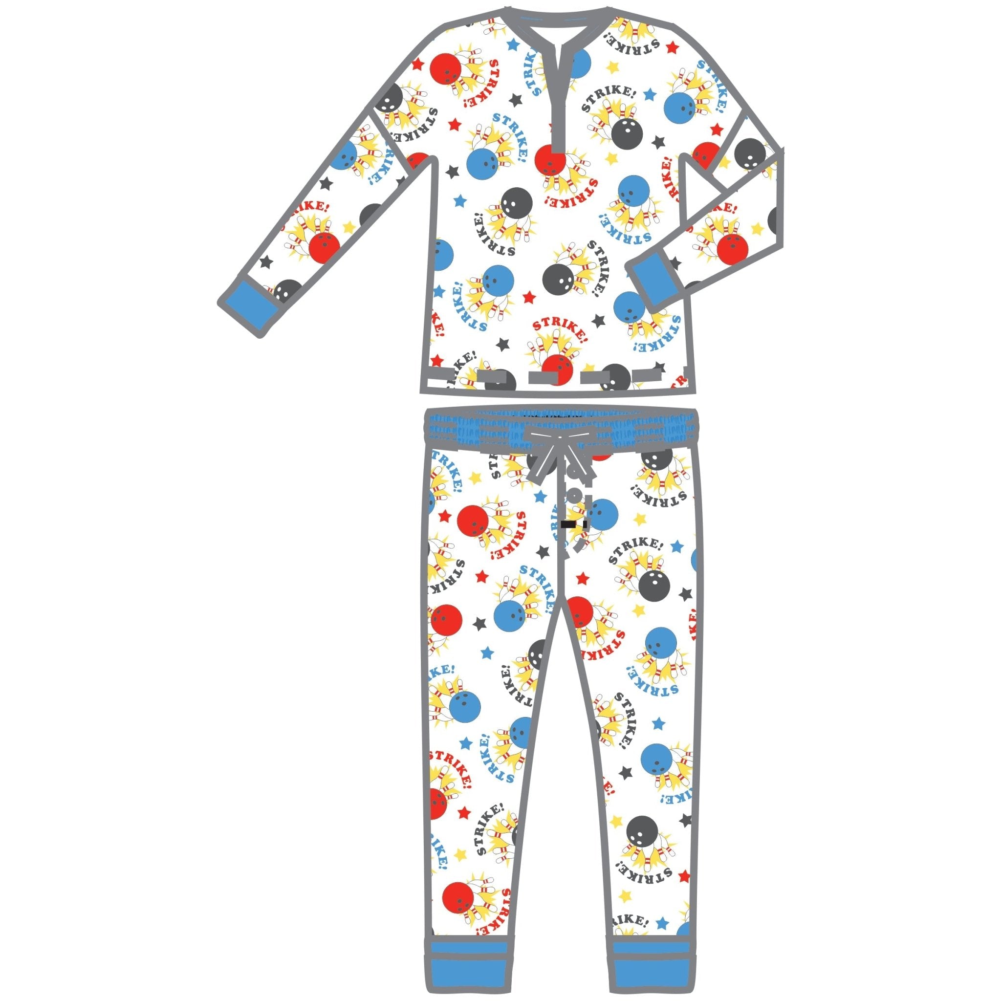 Bowling Night Blue Women's 2pc Set Pajamas - Magnolia Baby2pc Set Pajamas
