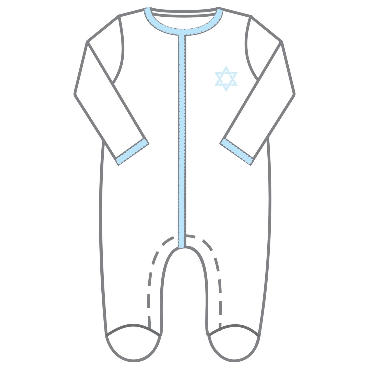 Brit Milah White Blue Embroidered Footie - Magnolia BabyFootie