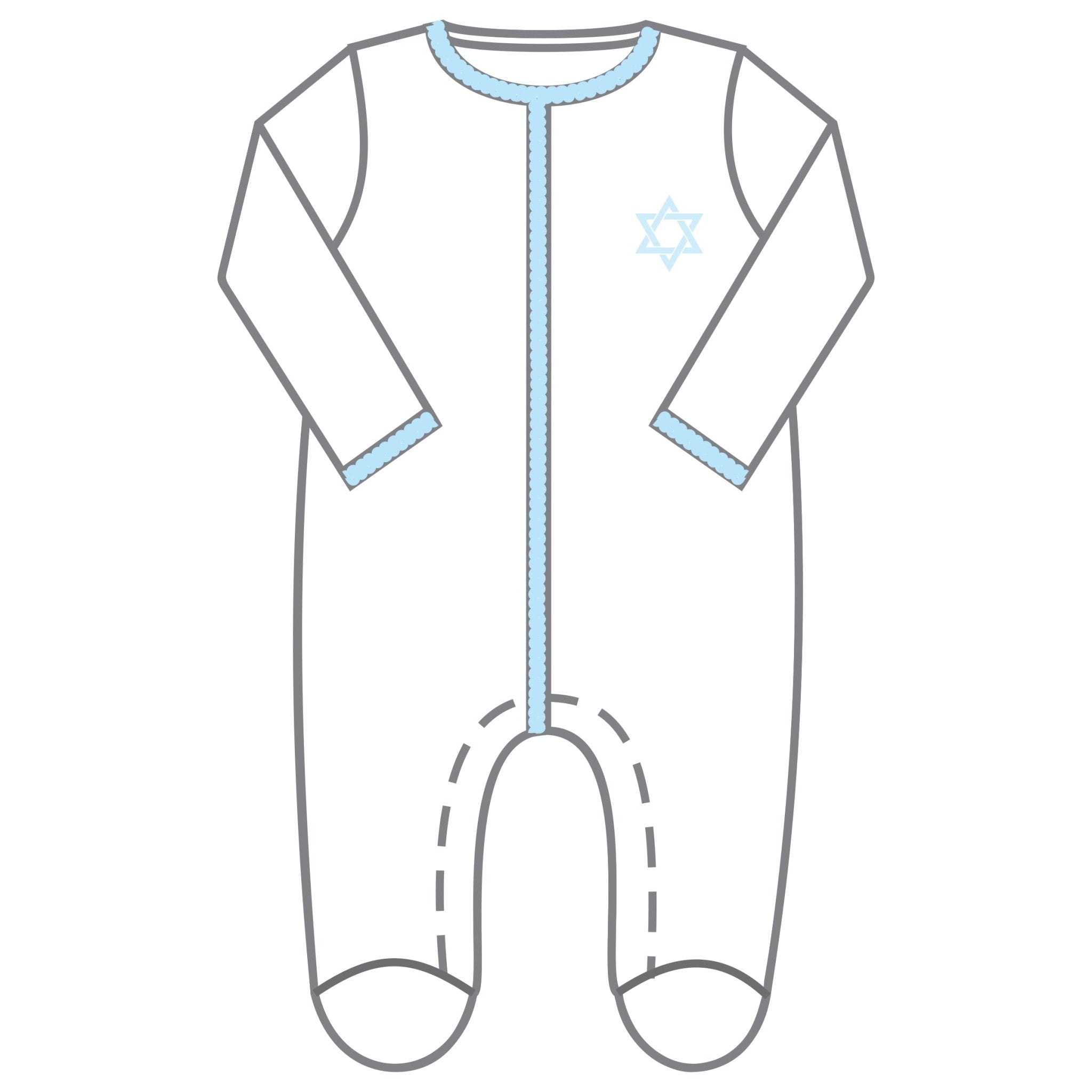 Brit Milah White Blue Embroidered Footie - Magnolia BabyFootie