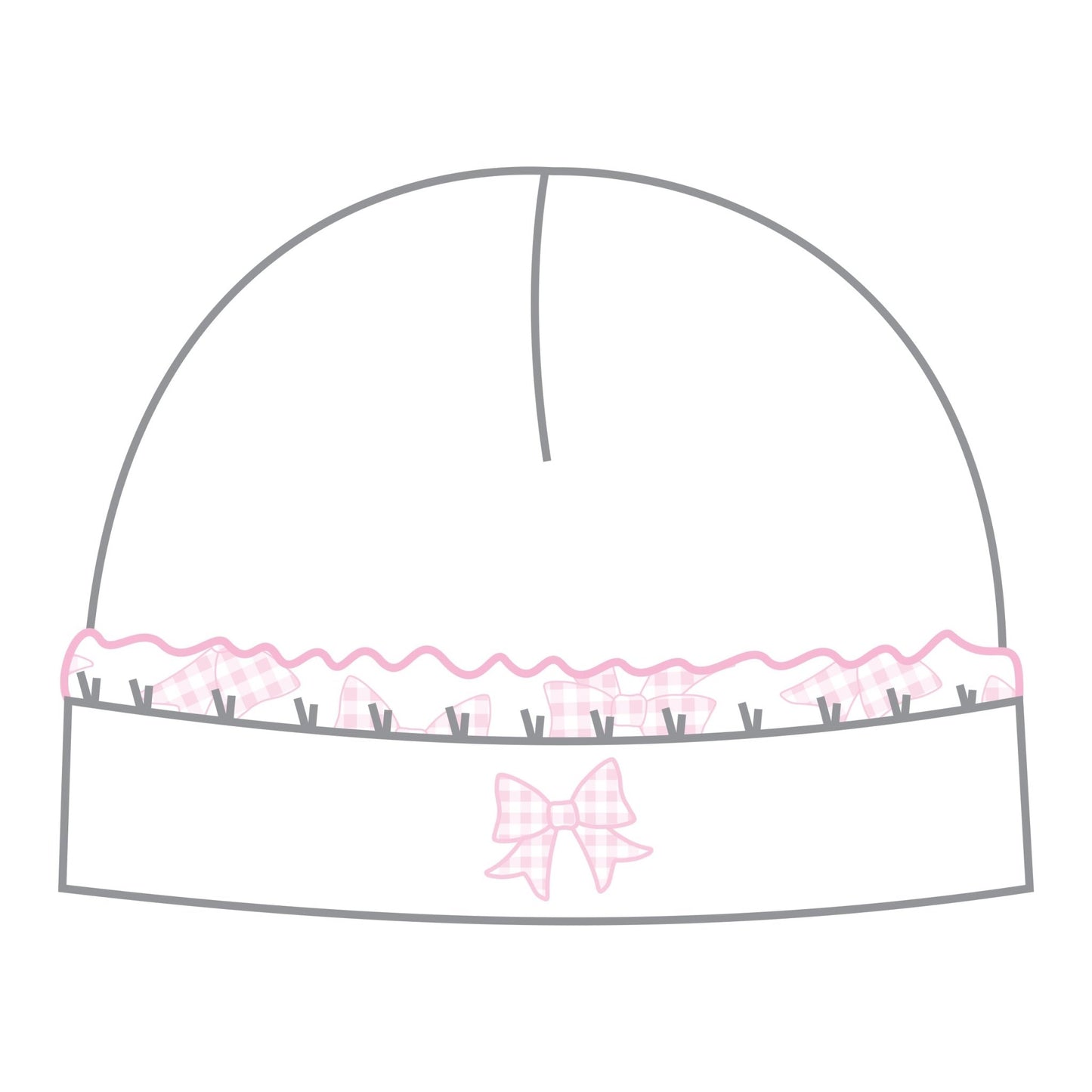 Gingham Bows Pink Embroidered Hat - Magnolia BabyHat