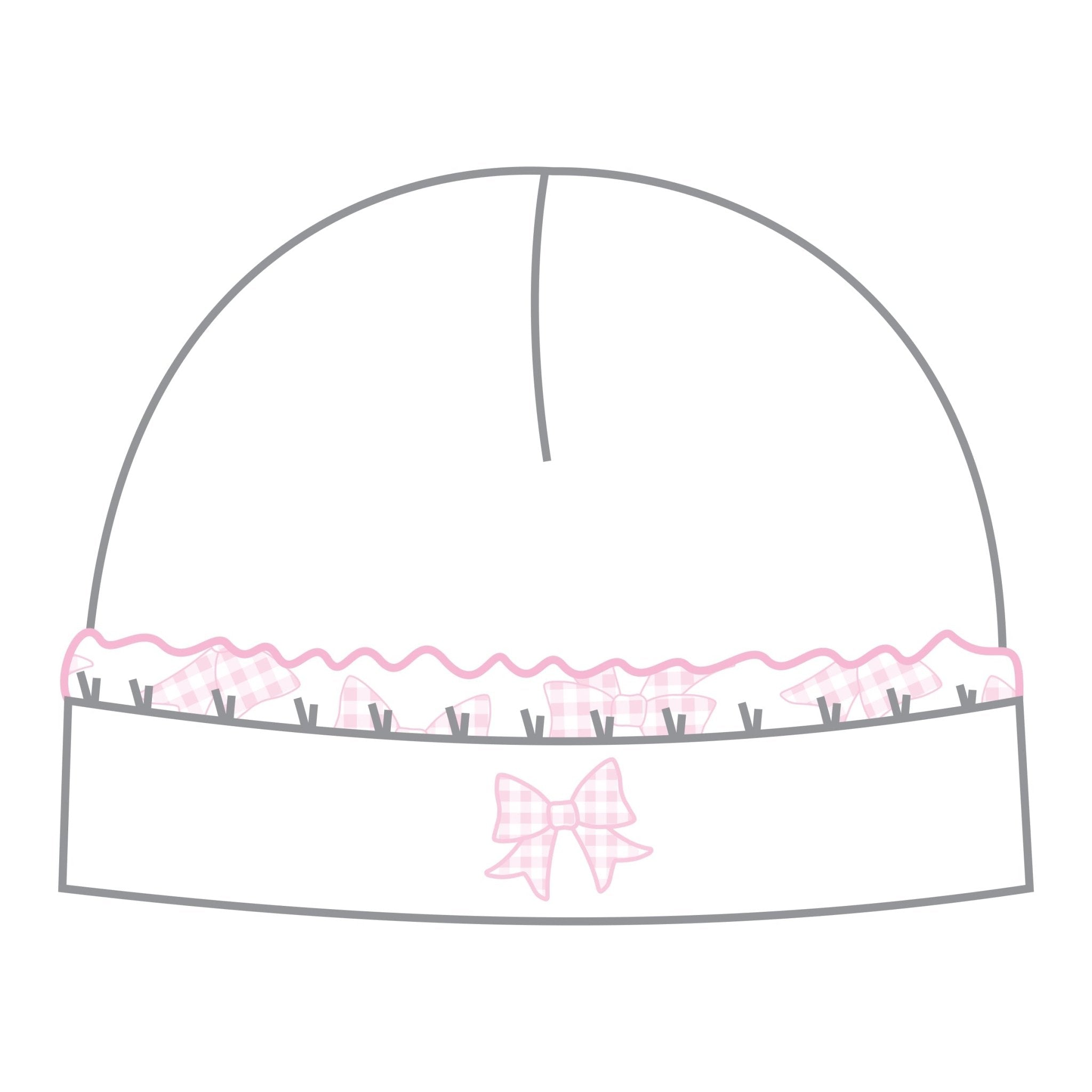 Gingham Bows Pink Embroidered Hat - Magnolia BabyHat
