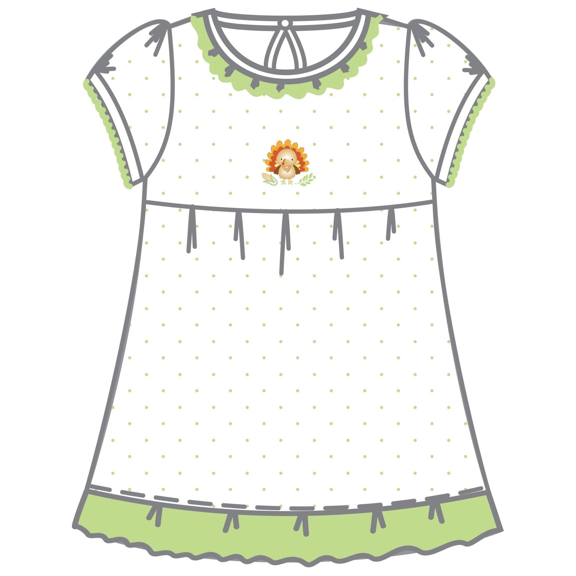 Giving Thanks Embroidered Short Sleeve Toddler Dress - Magnolia BabyDress