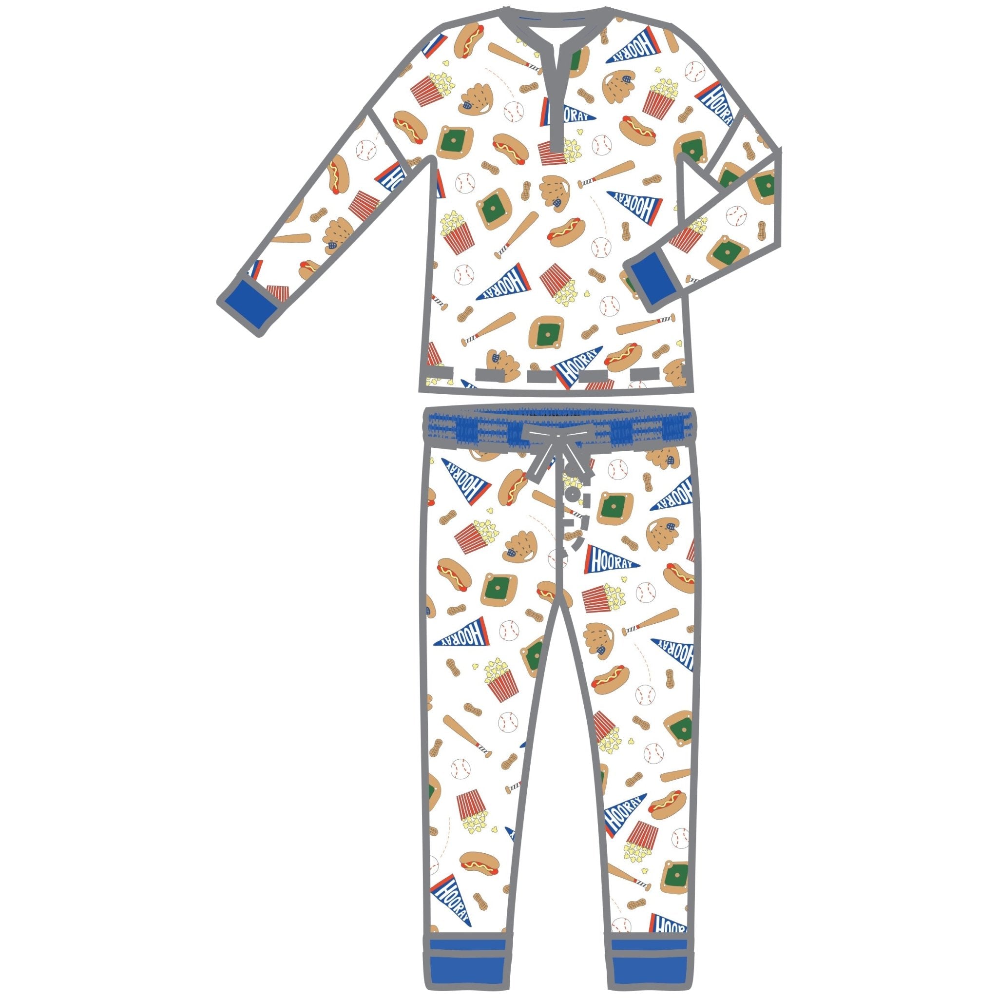 Hurray for Baseball Blue Women's 2pc Set Pajamas - Magnolia Baby2pc Set Pajamas