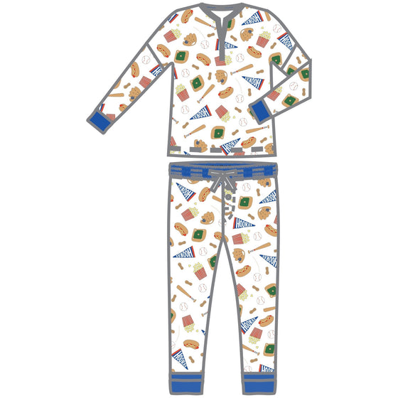 Hurray for Baseball Blue Women's 2pc Set Pajamas - Magnolia Baby2pc Set Pajamas