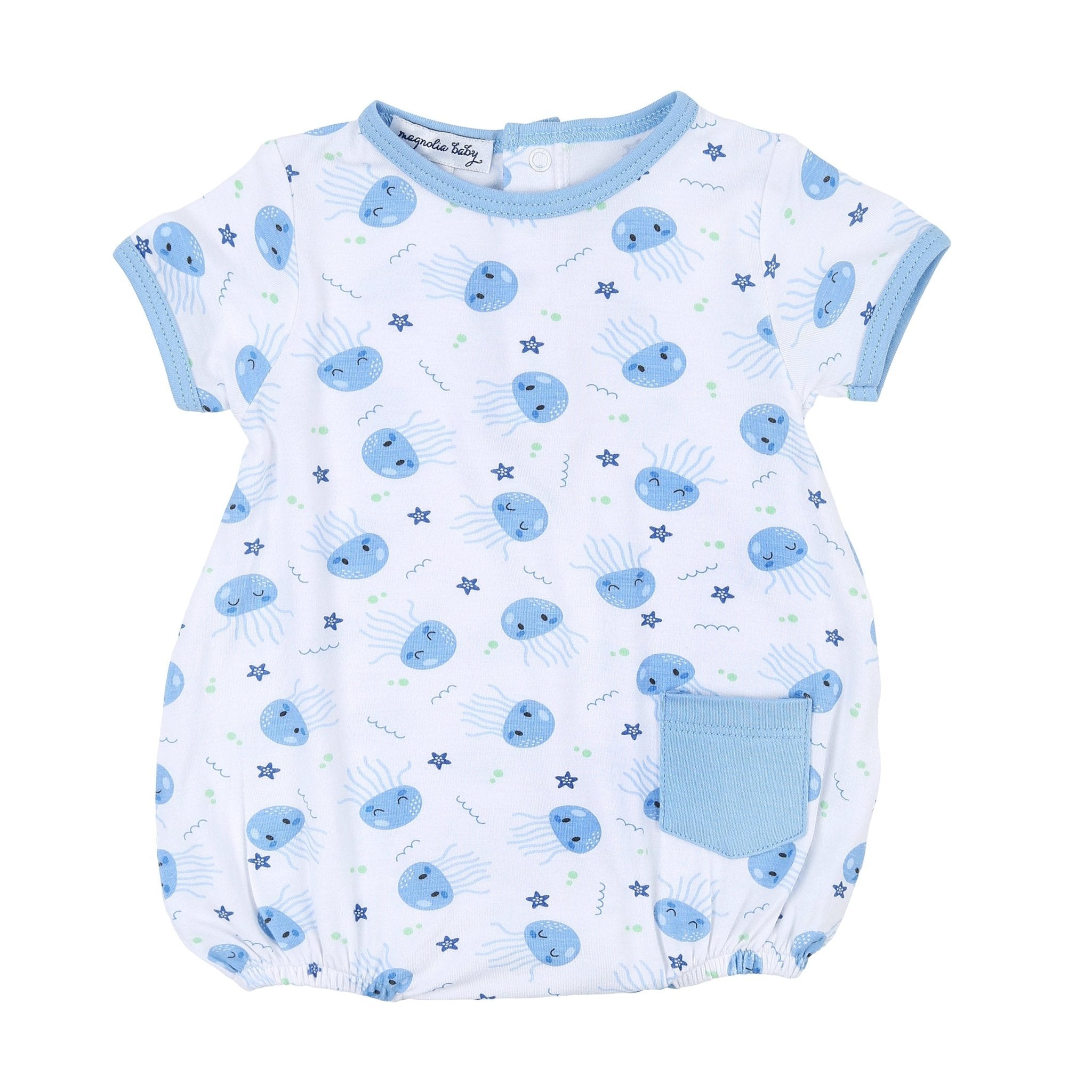 Joyful Jellyfish Infant Blue Short Sleeve Bubble - Magnolia BabyBubble