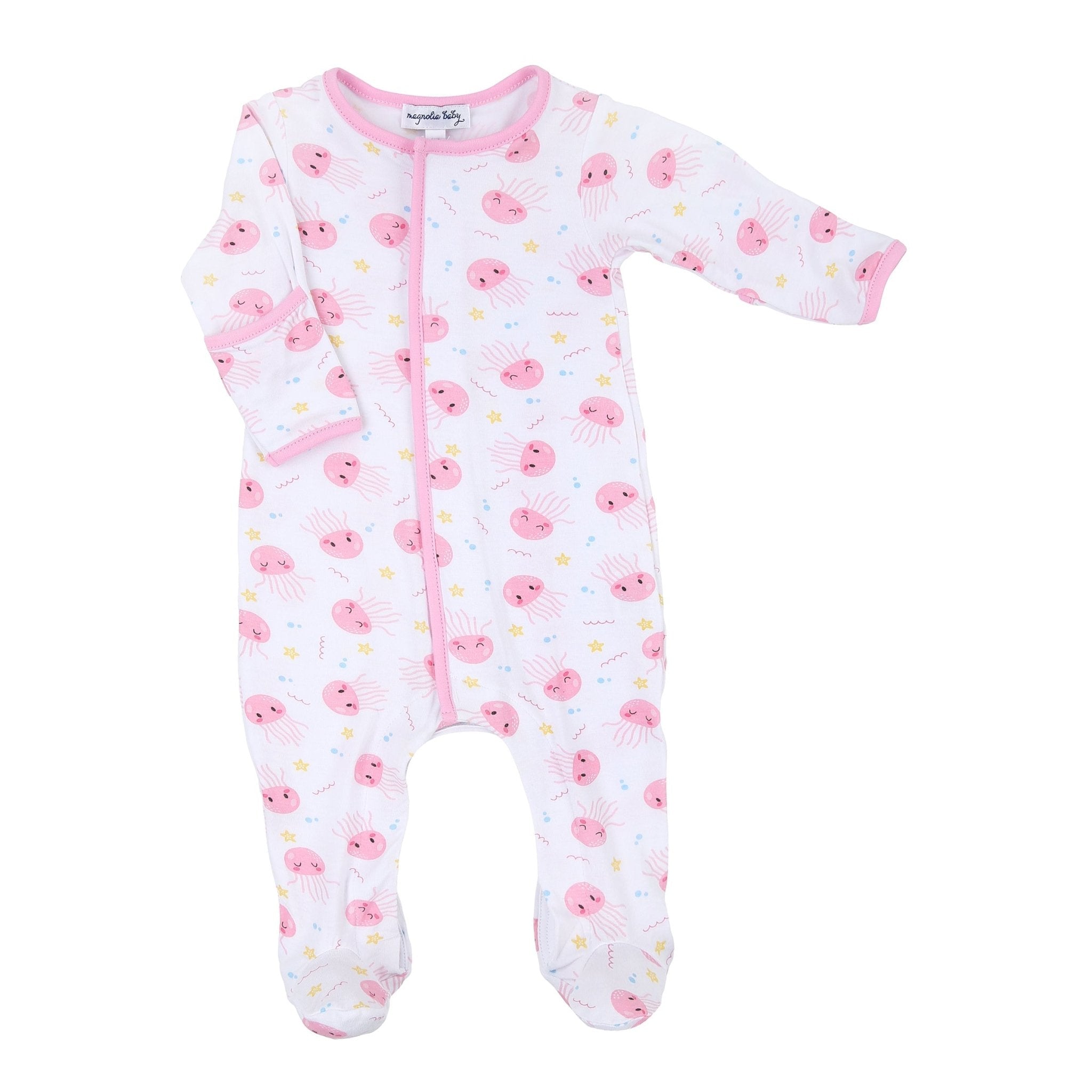 Joyful Jellyfish Pink Footie - Magnolia BabyFootie