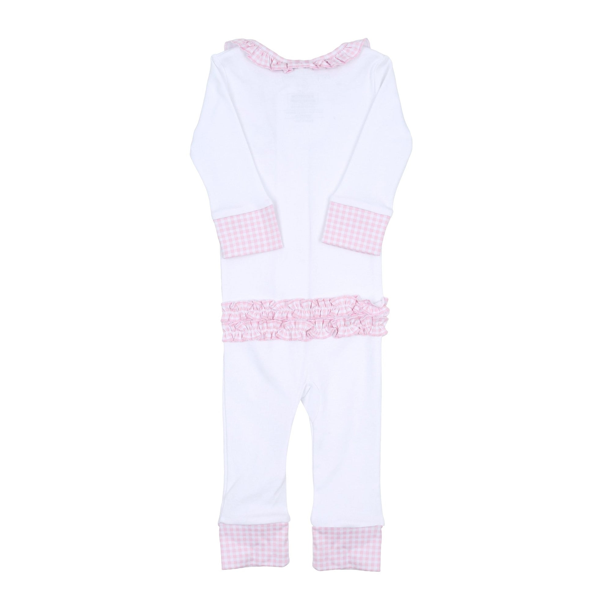 Lil' Bunny Applique Ruffle Zip Pajamas - Pink - Magnolia BabyZipper Pajamas