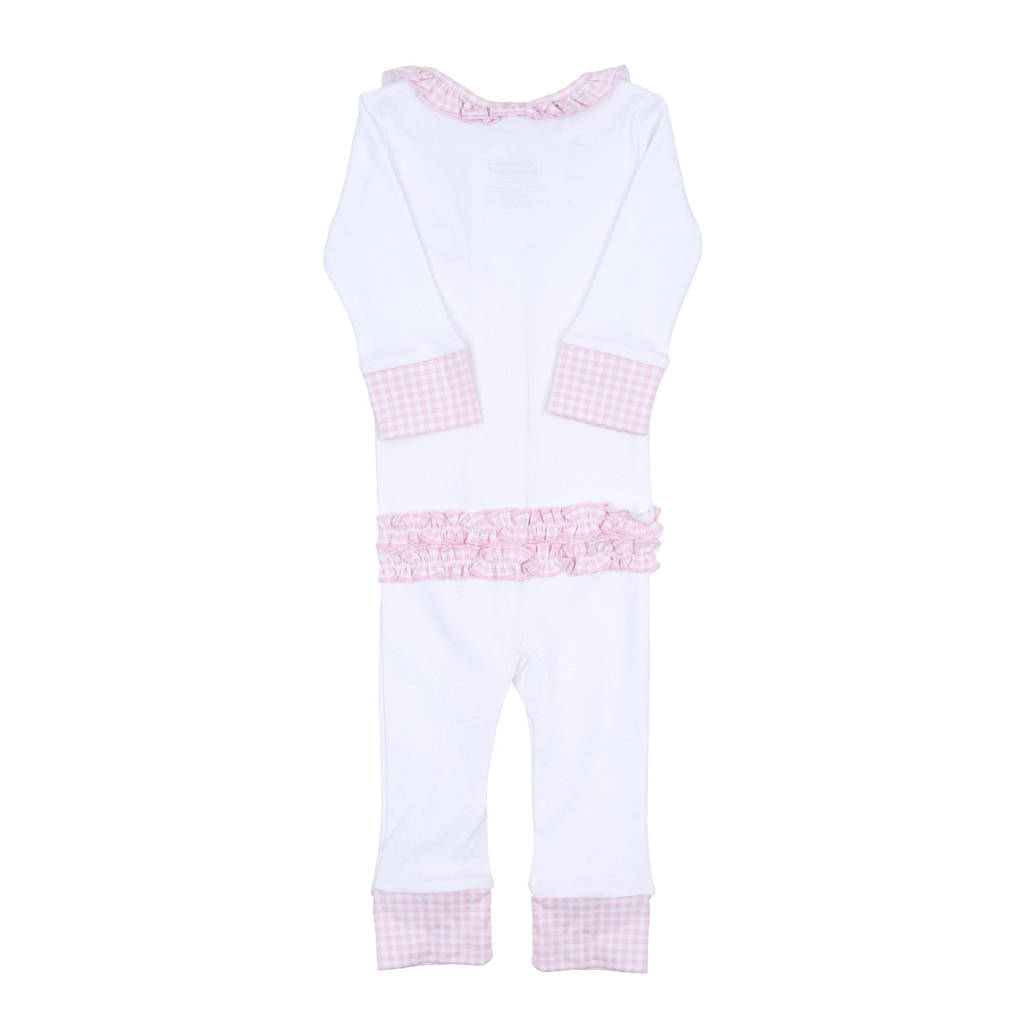 Lil' Bunny Applique Ruffle Zip Pajamas - Pink - Magnolia BabyZipper Pajamas