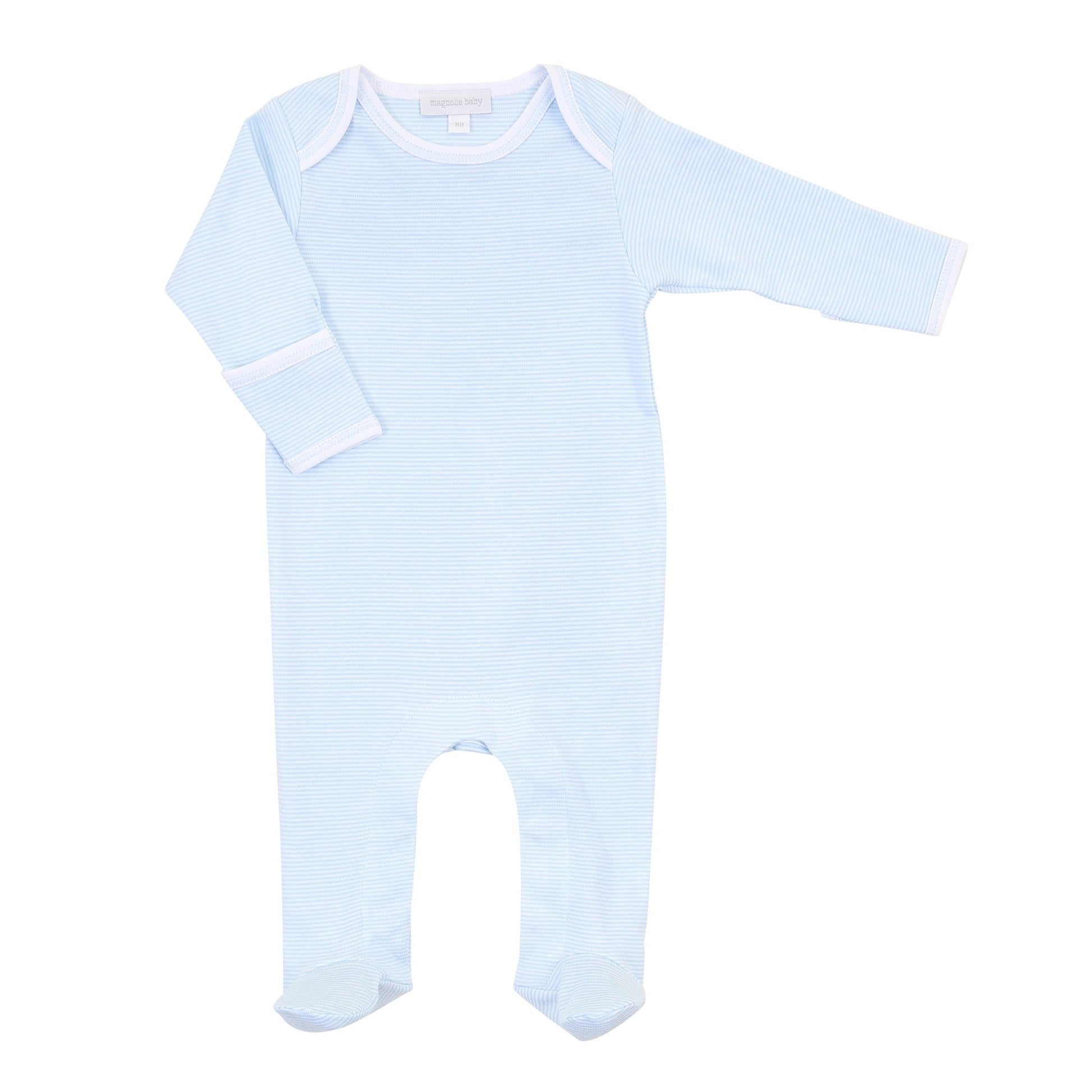 Mini Stripes Lap Footie - Light Blue - Magnolia BabyFootie