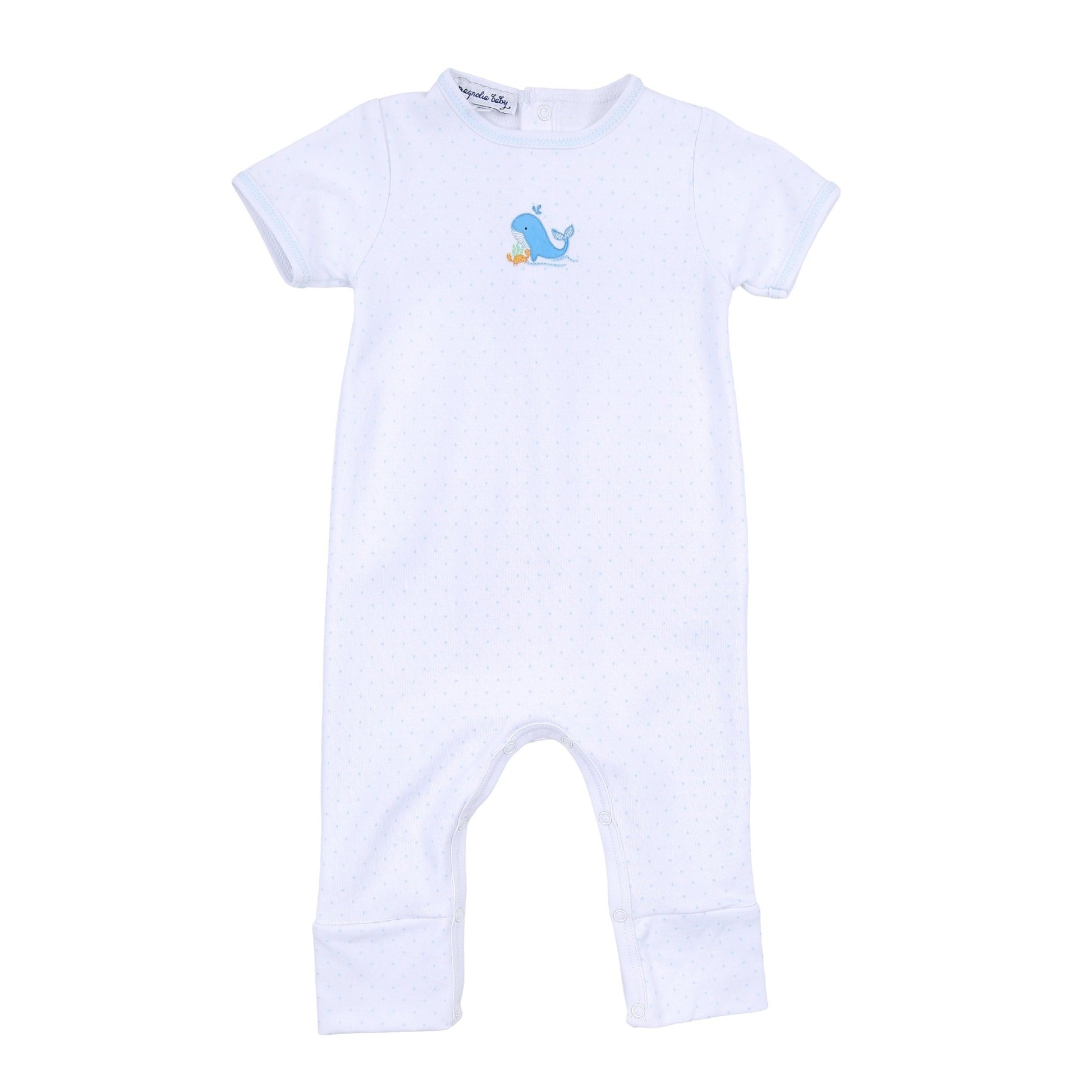 Ocean Bliss Blue Embroidered Short Sleeve Playsuit - Magnolia BabyPlaysuit