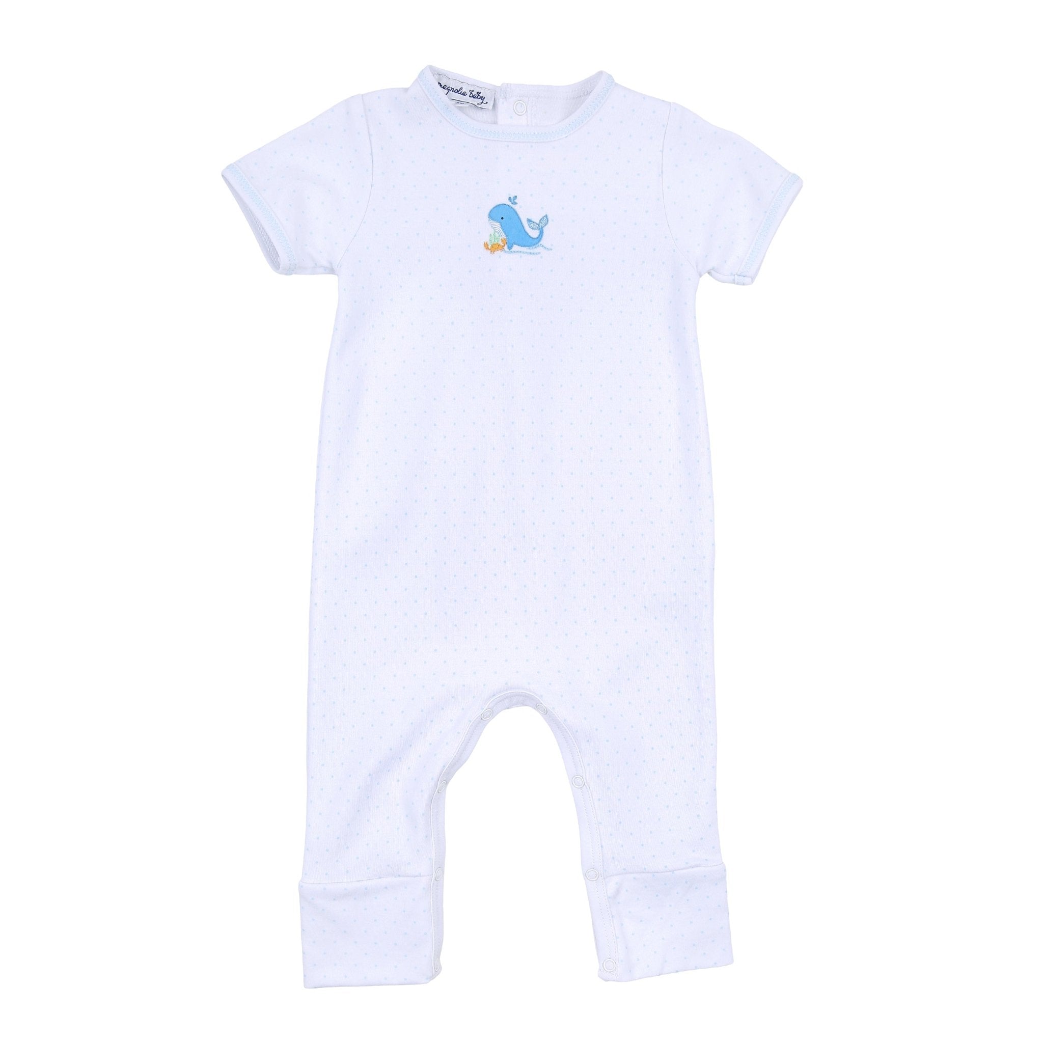 Ocean Bliss Blue Embroidered Short Sleeve Playsuit - Magnolia BabyPlaysuit