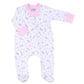 Ocean Bliss Pink Print Zip Footie - Magnolia BabyFootie