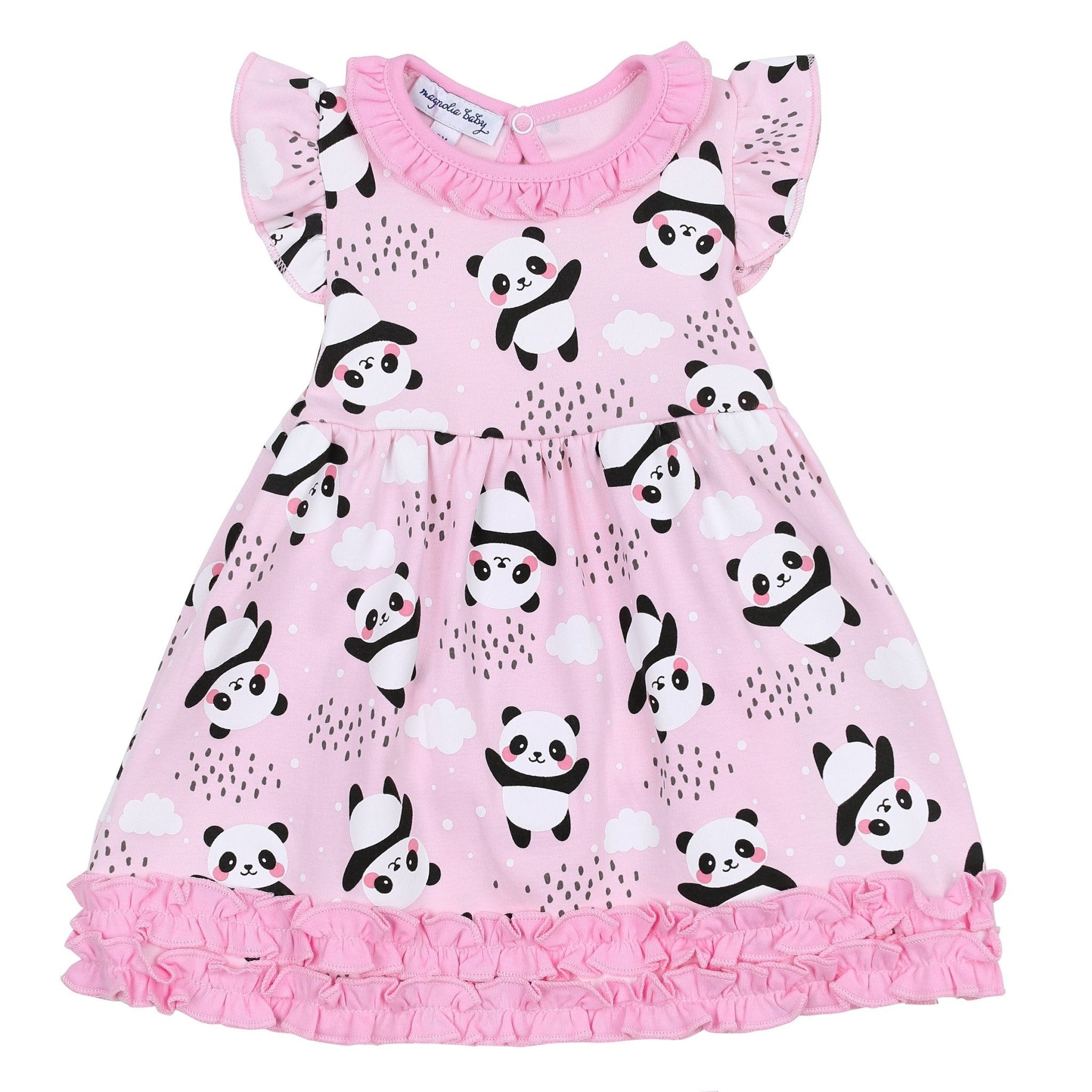 Panda Love Pink Print Flutters Dress - Magnolia BabyDress