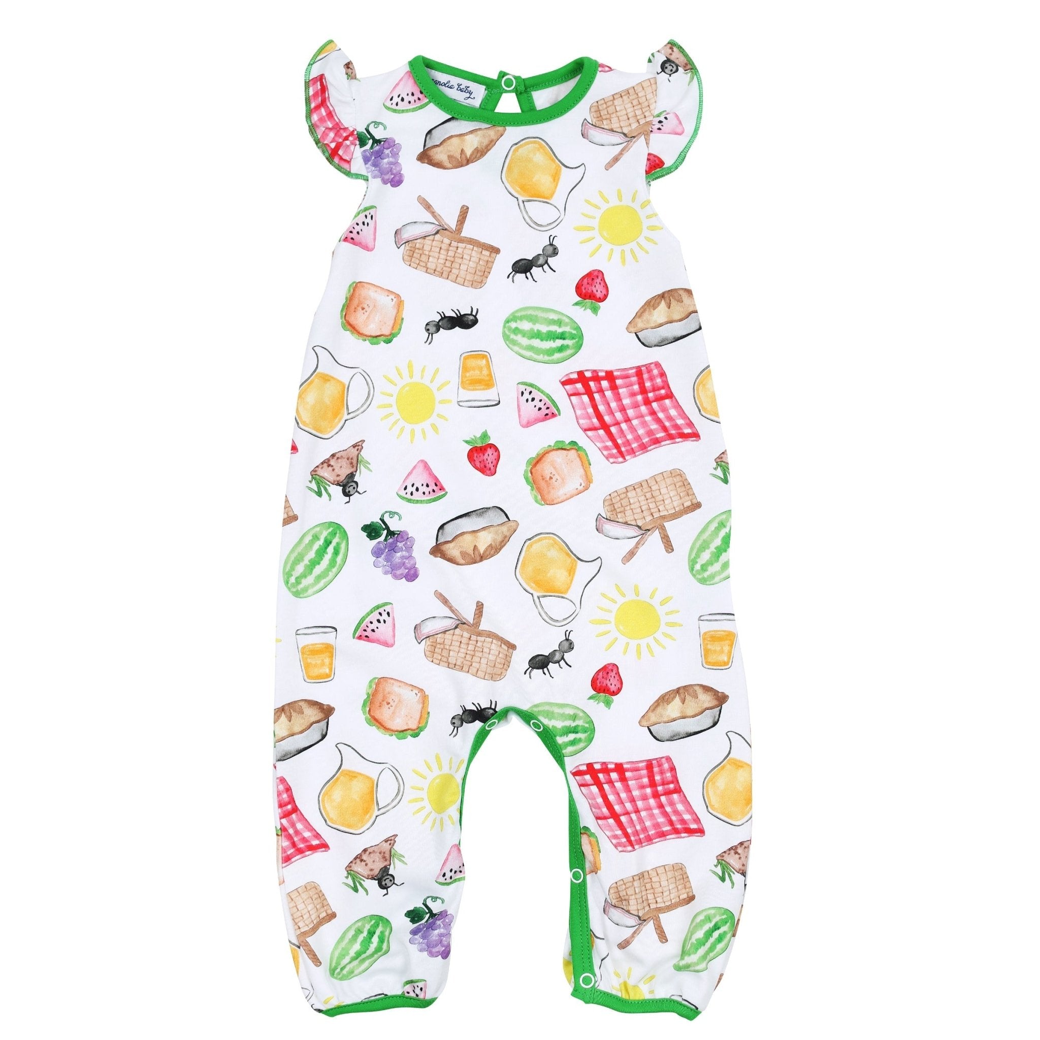 Picnic Time Print Flutters Playsuit - Magnolia BabyPlaysuit