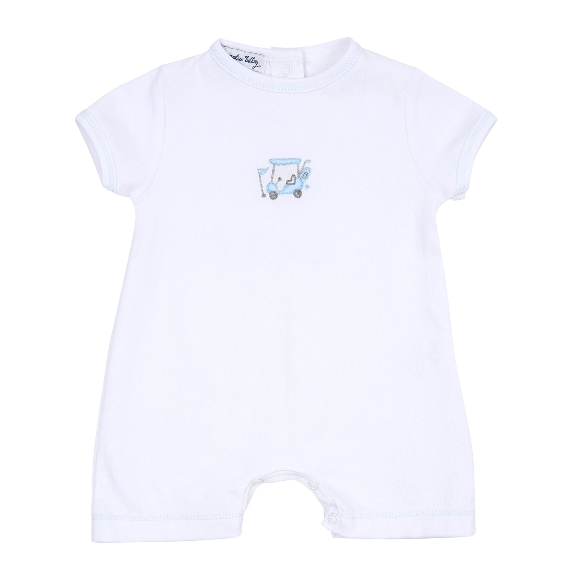 Putting Around Blue Embroidered Toddler Short Playsuit - Magnolia BabyShort Playsuit