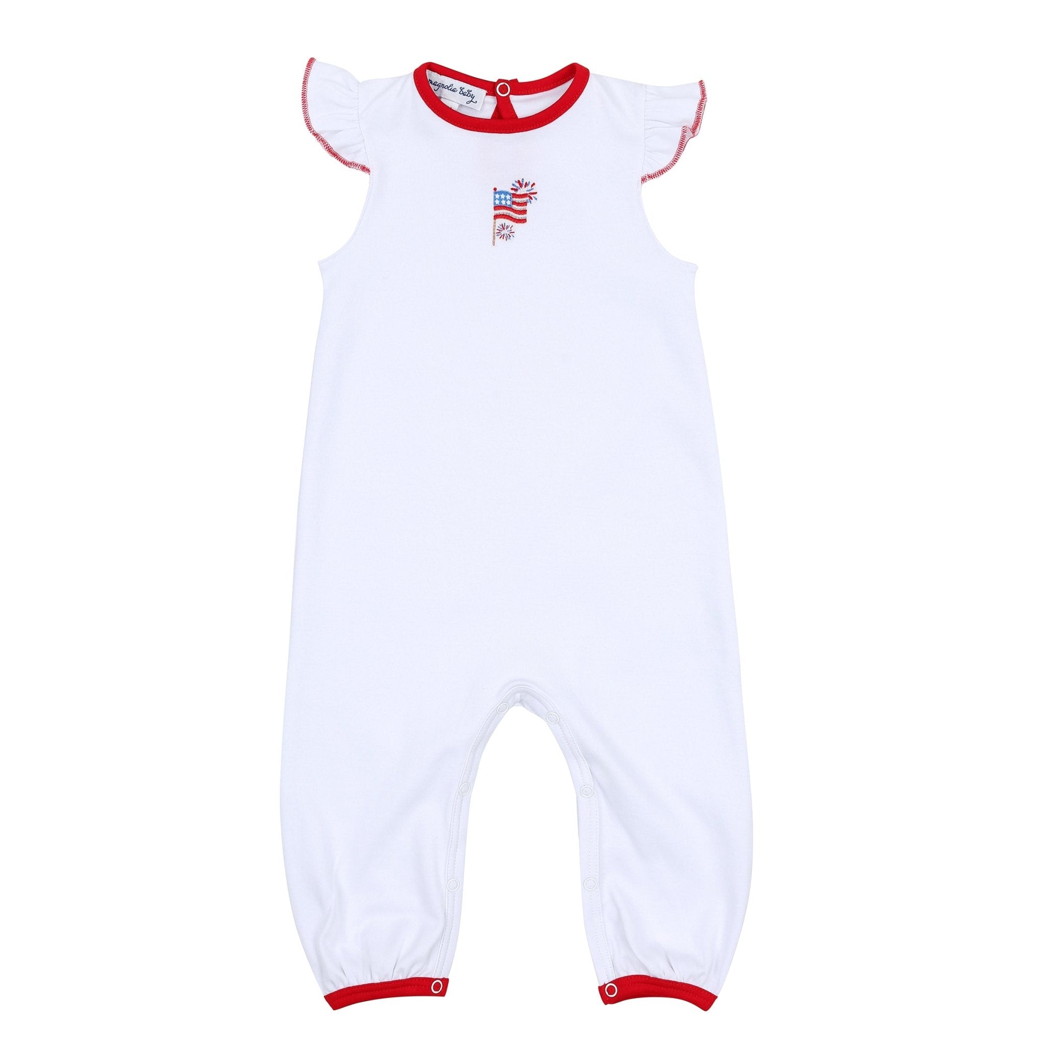 Red, White & Blue! Embroidered Flutters Playsuit - Magnolia BabyPlaysuit