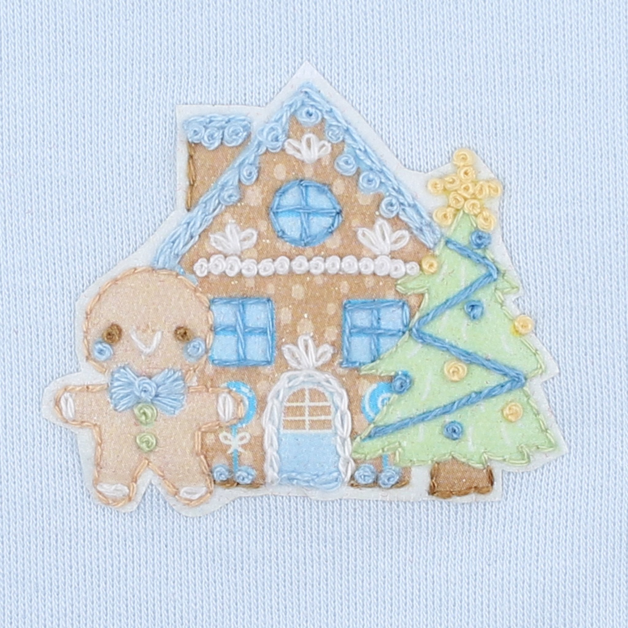 Sweet Gingerbread Blue Embroidered Collared Long Sleeve Diaper Cover Set - Magnolia BabyDiaper Cover