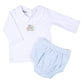 Sweet Gingerbread Blue Embroidered Collared Long Sleeve Diaper Cover Set - Magnolia BabyDiaper Cover