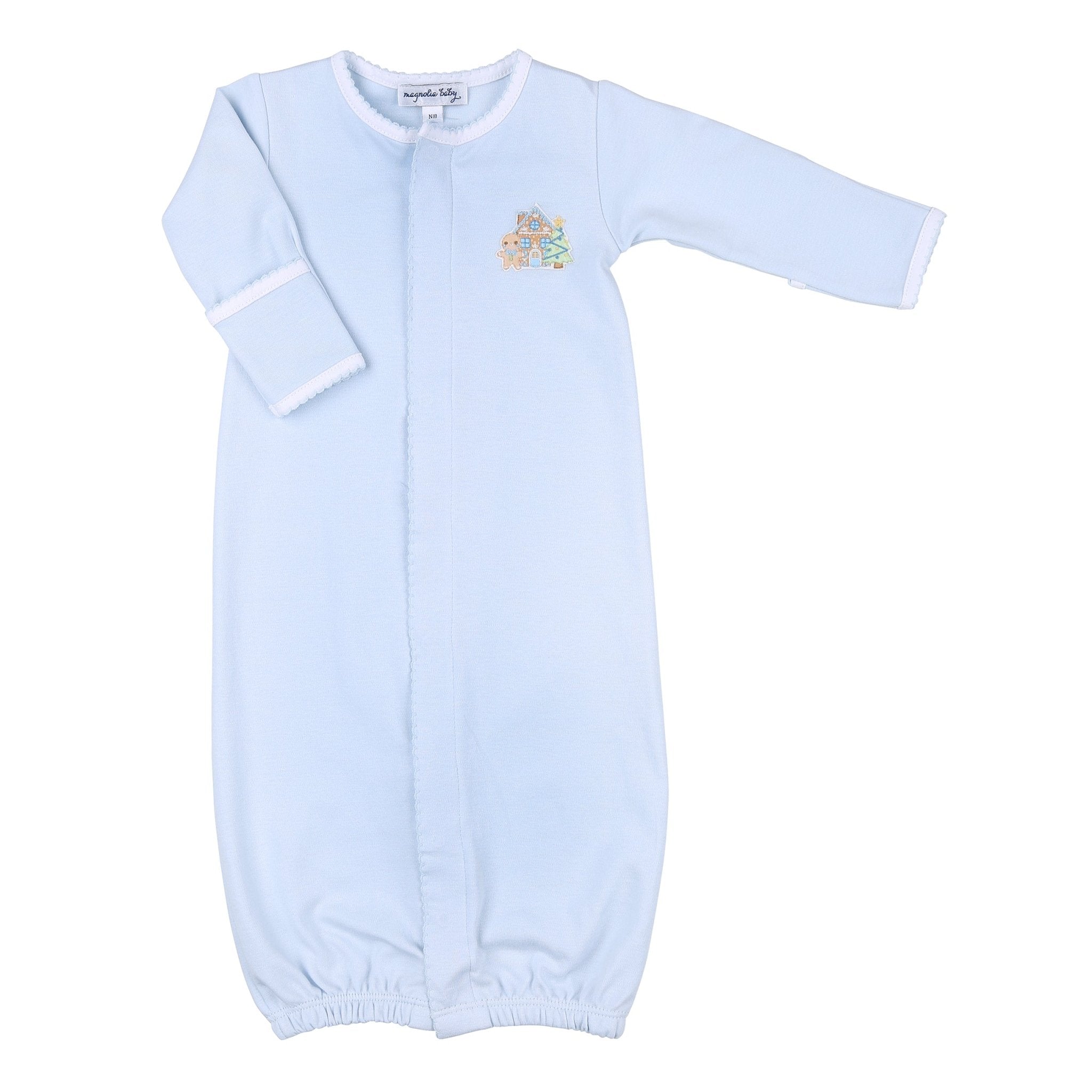 Sweet Gingerbread Blue Embroidered Converter - Magnolia BabyConverter Gown
