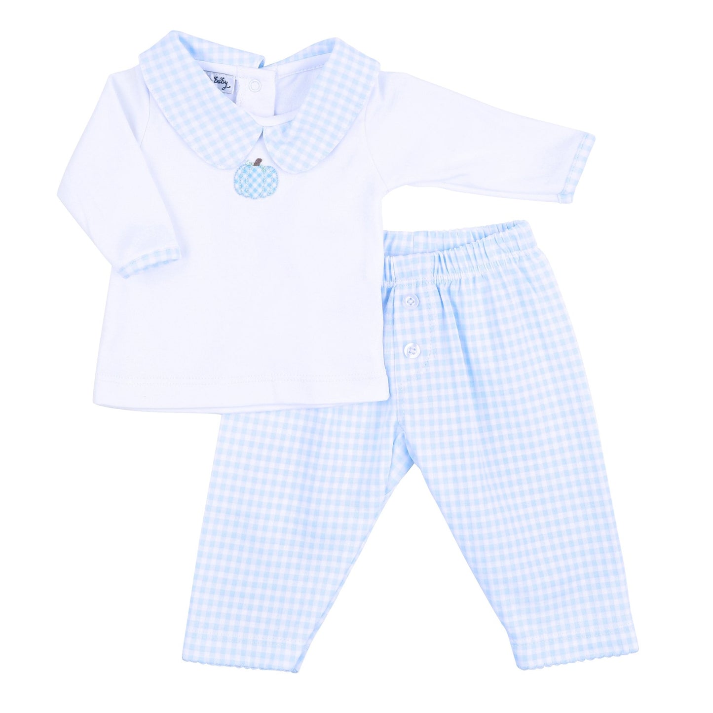 Sweet Pumpkin Blue Embroidered Collared Boy 2pc Pant Set - Magnolia Baby2pc Pant Set