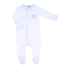  Sweet Pumpkin Blue Embroidered Footie - Magnolia BabyFootie