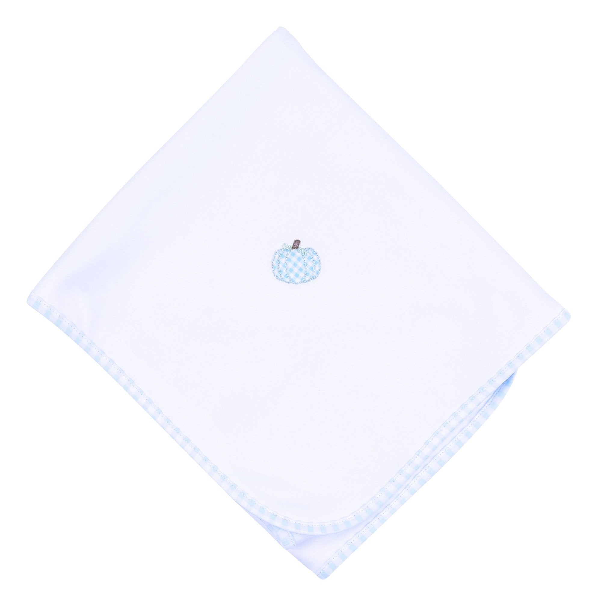Sweet Pumpkin Blue Embroidered Receiving Blanket - Magnolia BabyReceiving Blanket