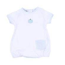  Sweet Pumpkin Blue Embroidered Short Sleeve Boy Bubble - Magnolia BabyBubble