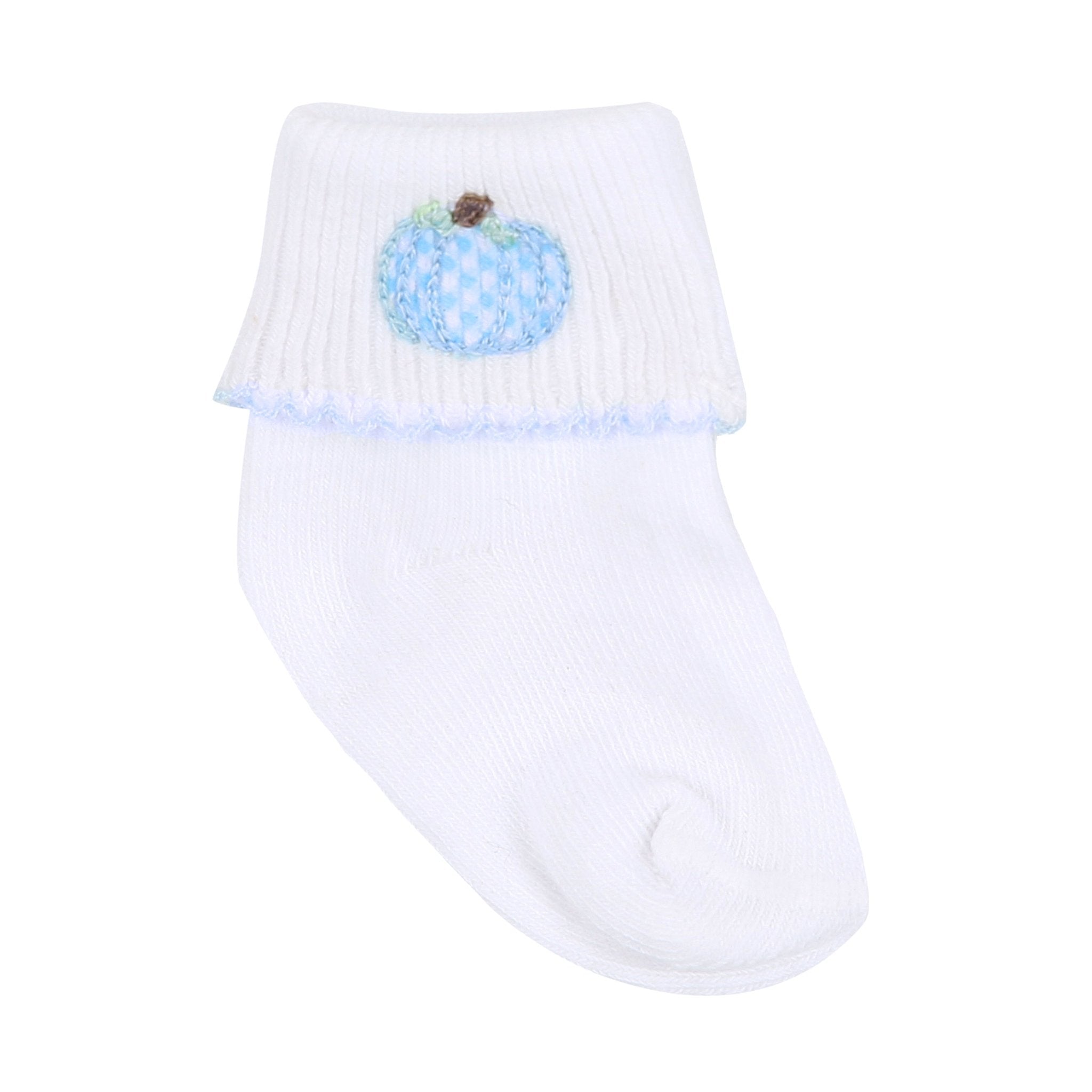 Sweet Pumpkin Blue Embroidered Sock - Magnolia BabySocks