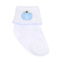  Sweet Pumpkin Blue Embroidered Sock - Magnolia BabySocks