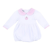  Sweet Pumpkin Pink Embroidered Collared Long Sleeve Girl Bubble - Magnolia BabyBubble