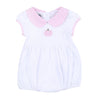 Sweet Pumpkin Pink Embroidered Collared Short Sleeve Girl Bubble - Magnolia BabyBubble