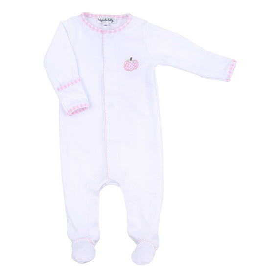 Sweet Pumpkin Pink Embroidered Footie - Magnolia BabyFootie