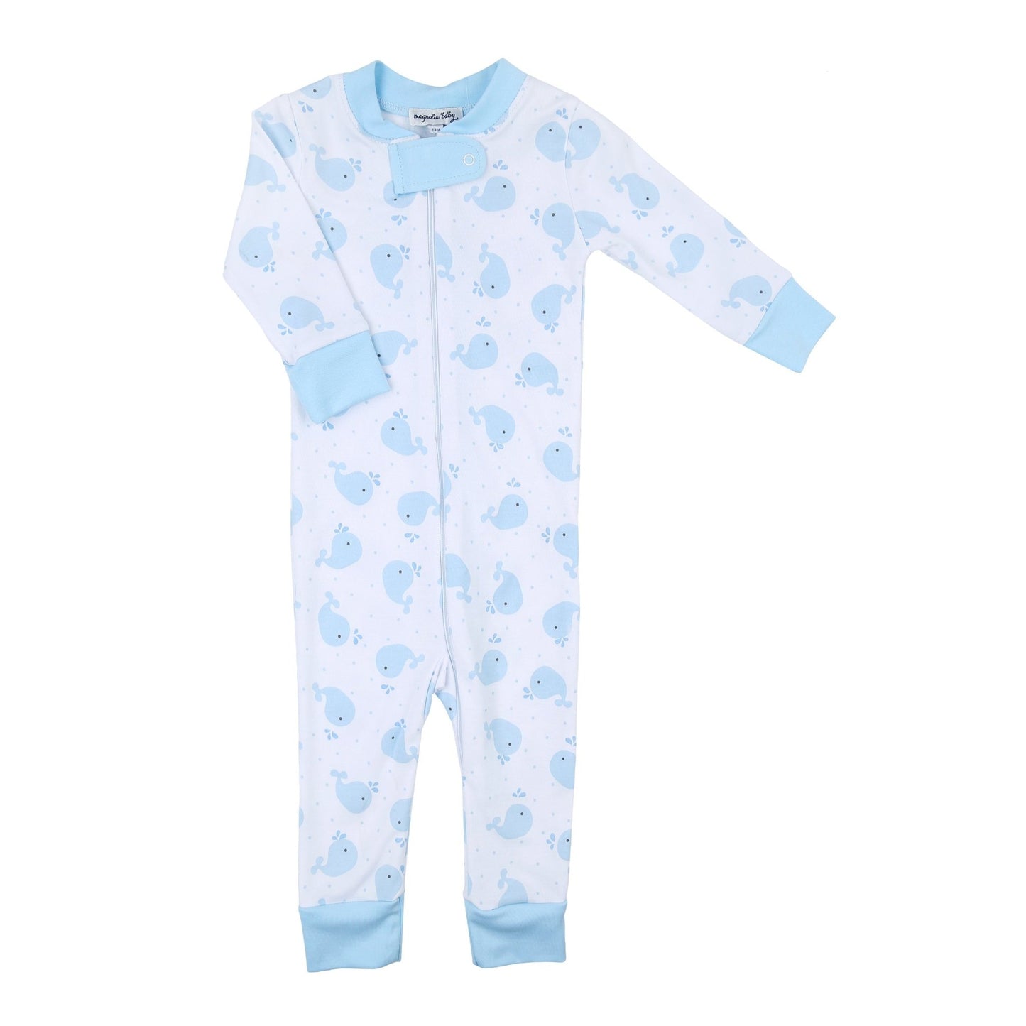 Sweet Whales Blue Zip Pajamas - Magnolia BabyZipper Pajamas