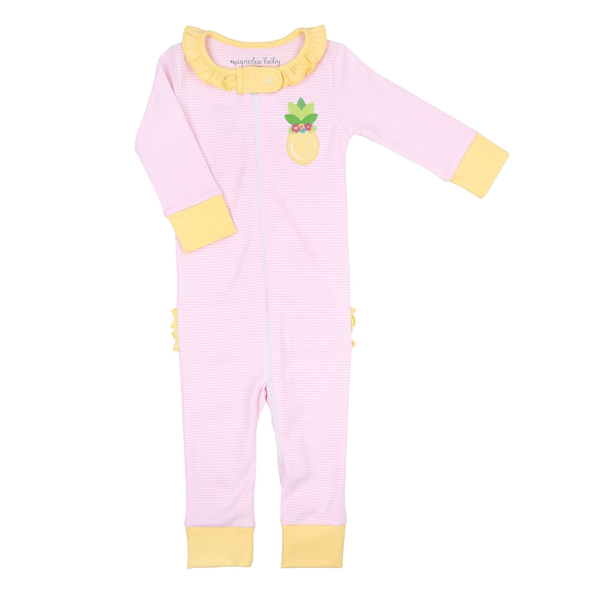 Tropical Pineapple Combo Ruffle Zip Pajamas - Magnolia BabyZipper Pajamas